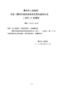 惠州市政府投资项目责任追究办法(试行)
