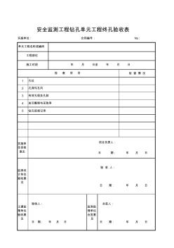 成都某路桥公司施工文档之安全监测工程钻孔单元工程终孔验收表