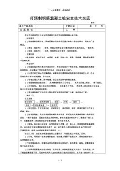 打预制钢筋混凝土桩安全技术交底