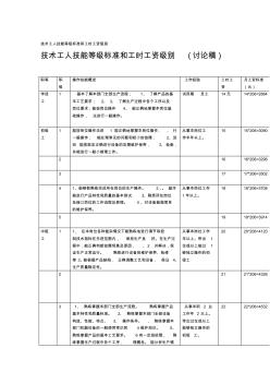 技术工人技能等级标准和工时工资级别