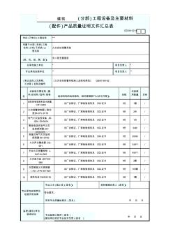 报警(配件)产品质量证明文件汇总表