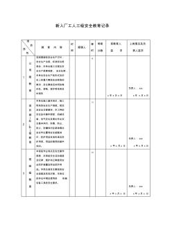 新入廠工人三級(jí)安全教育記錄