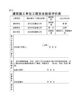 新表13建筑施工单位工程安全验收评价表