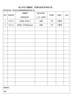 施工单位计量器具机械设备进场审查记录