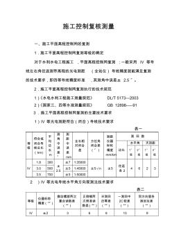 施工控制复核导线测量有关限差