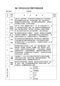 施工用電安全技術(shù)要求和驗收表