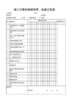 施工电梯维修保养、检查记录表