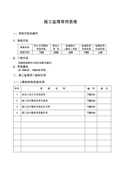 施工监理常用表格目录及分表