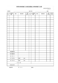 施工过程记录37砂浆试块核查汇总表及混凝土试块核查汇总表