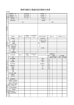 昆明市建设工程造价经济指标分析表-房建样表