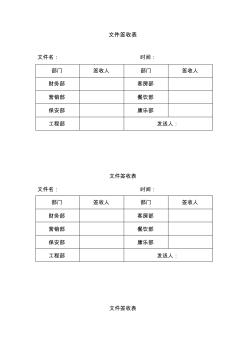 最新XX酒店管理資料文件簽收表