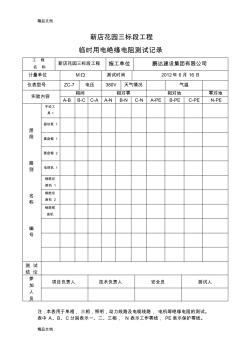 最新绝缘电阻测试记录