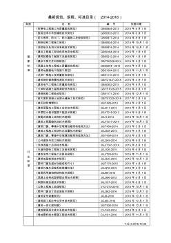 最新规范、规程、标准目录(2014-2016)