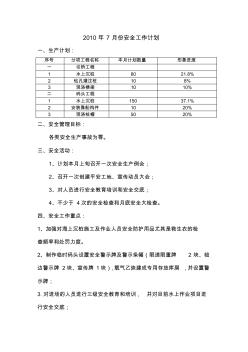 月安全工作計(jì)劃