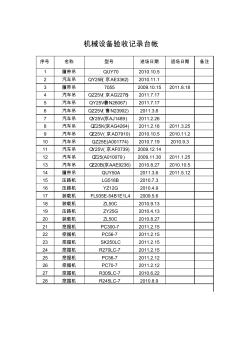 機械設(shè)備驗收臺帳