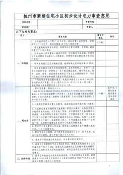 杭州市新建住宅小区初步设计电力审查意见