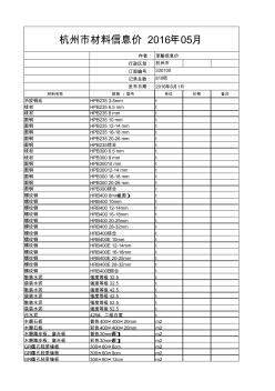 杭州市材料信息价2016年5月