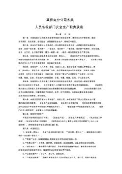 某供电分公司各类人员各级部门安全生产职责规定