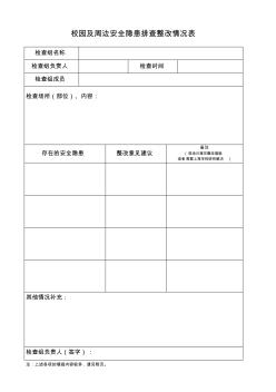 校园及周边安全隐患排查整改情况表