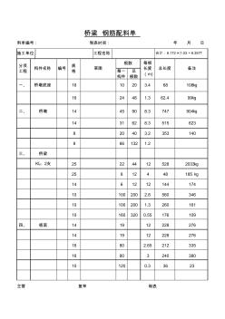 桥梁钢筋配料单