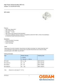 欧司朗LED规格书SFH4249-940nm