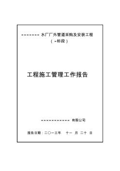 水厂管网工程施工管理工作报告(1)