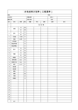 水暖电材料清单