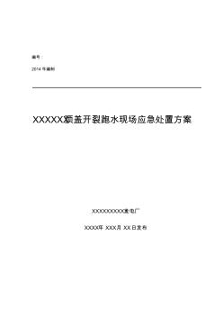 水电站水轮机室顶盖大量跑水现场应急处置方案