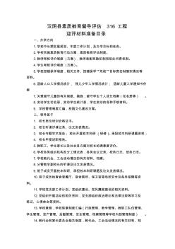 汉阴县素质教育督导评估316工程迎评材料准备目录