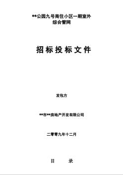 商住小区一期室外综合管网招标投标文件