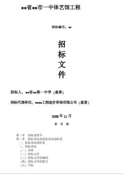 某中学体艺馆工程招标文件