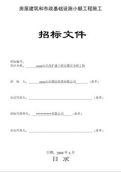 某山庄改扩建工程安置区市政工程施工招标文件