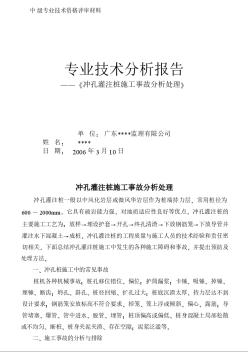 某监理工程师专业技术分析报告（冲孔灌注桩）