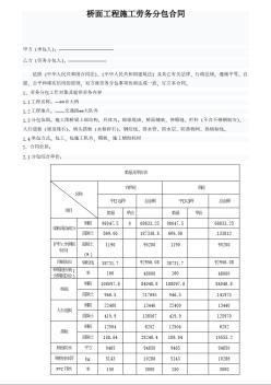 [江西]桥面工程施工劳务分包合同(2013)