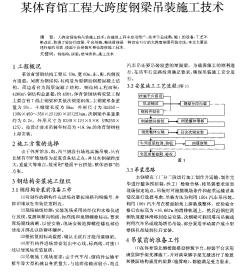 某体育馆工程大跨度钢梁吊装施工技术