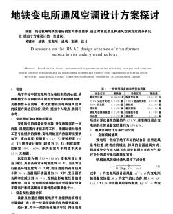 地铁变电所通风空调设计方案探讨