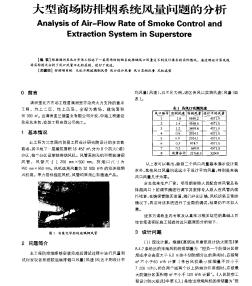 大型商场防排烟系统风量问题的分析