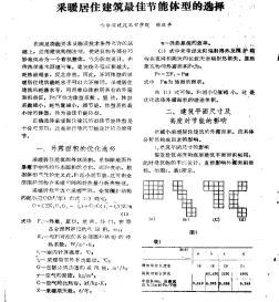 采暖居住建筑最佳节能体型的选择