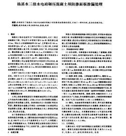 楊溪水三級(jí)水電站碾壓混凝土壩防滲面板滲漏處理