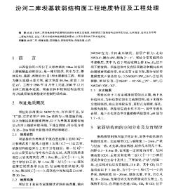 汾河二庫壩基軟弱結構面工程地質特征及工程處理