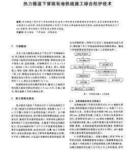 热力隧道下穿既有地铁线施工综合防护技术