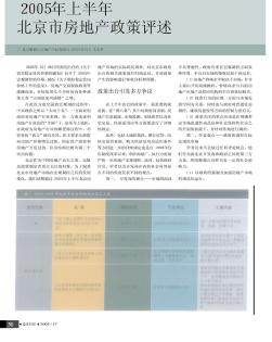 2005年上半年北京市房地产政策评述