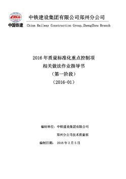 [郑州]2016年质量标准化重点控制项相关做法作业指导书