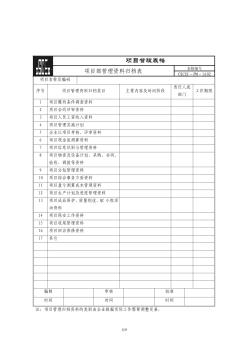 項(xiàng)目部管理資料歸檔表