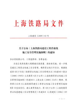 上海铁路局既有营业线施工及安全管理实施细则PDF