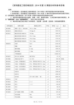 [深圳]2014年12月建设工程部分材料参考价格