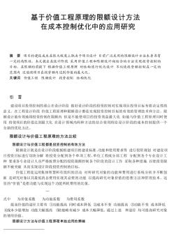 基于价值工程原理的限额设计方法在成本控制优化中的应用研究