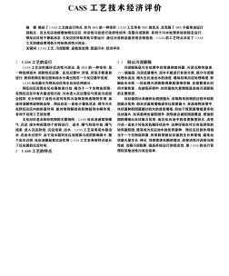 CASS工艺技术经济评价