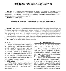 福州地区结构性软土次固结试验研究
