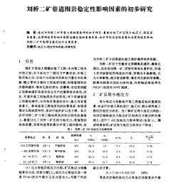 刘桥二矿巷道围岩稳定性影响因素的初步研究